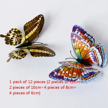 12db/set 3D Pillangó, Fali Dekor Matricák Eltávolítható Matrica, Otthon Dekoráció, Világító Pillangó Új Patch