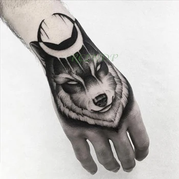 Vízálló Ideiglenes Tetoválás Matrica farkas hold Hamis Tatto Flash Tetoválás Kezét, Karját, közepes méretű művészi Tetoválás a fiú Nők, Férfiak