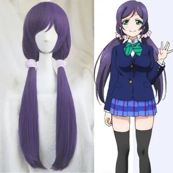 Magas Minőségű Anime LoveLive! Szeretet Élő Nozomi Tojo Paróka Halloween Szintetikus Haj Hosszú Lila Cosplay Jelmez Paróka +Rózsaszín Hairbands