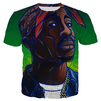 Nyári Harajuku pólók Rapper 2Pac Tupac Amaru Shakur 3D Nyomtatás Hip-Hop pólók Pulóver, Alkalmi Póló Homme