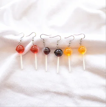 A Nők Gyanta Édes Cukorkát Kézzel Készített Lollipop Fülbevaló Csepp Fityeg Élelmiszer Fülbevaló Fül Ékszer, Dísz Lány Ékszer Ajándék