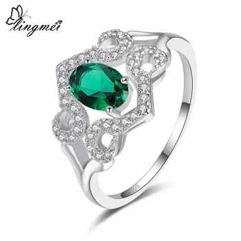Lingmei Új Luxus, Gyönyörű Ajándék, Ékszer, Ovális Vágott Green & Blue & Fehér Aranyozott Gyűrű Ezüst Színű Ékszert A Nők Méret 6-9