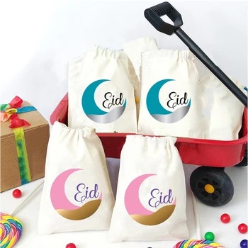 5db Eid Mubarak fiú lány ajándék, ajándék táskák Muszlim Iszlám boldog Ramadan Kareem Al Adha Iftar vacsora dekoráció, kellékek