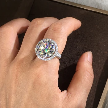 CAOSHI Gyönyörű Menyasszony Esküvői Gyűrűk 10MM Kerek Cirkónium-oxid Luxus Női Kiegészítők Elegáns Női Ajándék Csillogó Kristály Ékszerek