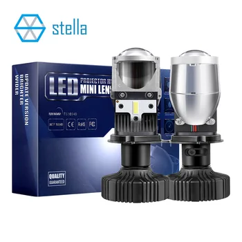 Stella 55W/Izzó H4 Mini LED Projektor autó világítás LED-es objektív Világos Automatikus fényszóró 12V bi diódák jég lámpa H4 CANBUS szuper könnyű