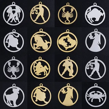 5db/sok fabulou zodiákus szimbólum diy rozsdamentes acél charm nagykereskedelmi 12 constalltion nyaklánc medál horoszkóp ékszerek varázsa