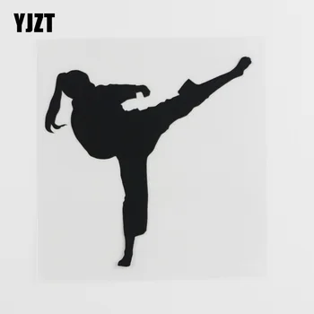 YJZT 11.2CMX11.2 CM Lány Harcművészeti Sport Karate Küzdelem, Vinyl Matrica Autó Matrica Fekete/Ezüst 8A-0365
