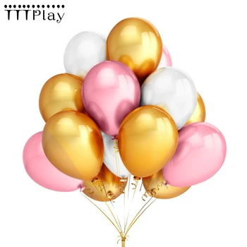 Arany, Pink, Fehér Lufi 10db/sok-12 Hüvelyk Felfújható Latex Héliumos Lufi Esküvőre Happy Birthday Party Dekoráció Léggömb
