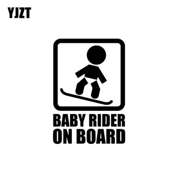 YJZT 9.6 CM*14 CM RIDER BABY ON BOARD ízlését Vinil Autó Matrica, Matrica Fekete/Ezüst C10-00141