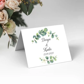 Egyedi Kártyák, Meghívók, Esküvői/Születésnap/Keresztelő/leánybúcsú Kártya Zöld Levél Design 6x4