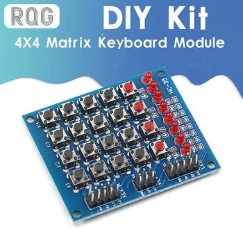 4X4-es Mátrix Billentyűzet Arduino Array Modul 16 Gombot, Nyomja meg a Gombokat, Tastatur Kapcsoló Billentyűzet Panel, 4*4 Tasten 8LEDs Tartozék DIY Készlet