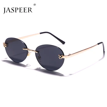 JASPEER Retro Keret nélküli Ovális Napszemüveg Női Luxus Márka Tervezője Gradiens Árnyalatok Férfi napszemüvegek UV400 Vintage Szemüveg Gafas