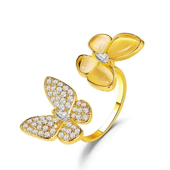 Divat Pillangó Cirkon Gyűrűk Női Ékszerek Ezüstös Ujj Gyűrű Női Nyílt Állítsa Be A Gyűrűk Női Esküvői Eljegyzési Gyűrű Új