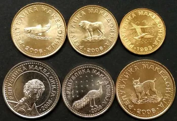 Macedónia 1993-2008 új verzió 6 érmék meghatározott Eredeti, Valódi, Igazi, Valódi Érme Európai Gyűjthető Ajándék Unc