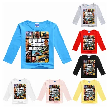DLF 2-16Y Grand Theft Auto Játék GTA 5 Nyomtatás póló gyerekek Pólók Alkalmi Ruha Király GTA5 Fiú Hosszú Ujjú Felsők Alkalmi Lányok Póló
