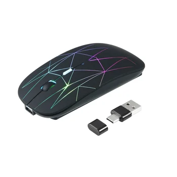USB-Típus C-2 az 1-ben Vezeték nélküli Egér 1600 DPI Újratölthető Mause Ultra-slim RGB Háttérvilágítás Néma Egér Laptop Macbook Hivatal Ajándék