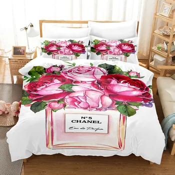 Parfüm Rose Ágyneműgarnitúra Virág Rózsaszín Paplanhuzat Szett Paplan Ágynemű Ajándék Twin Királynő Király Egységes Méret Romantikus Divat Ajándék
