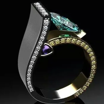 Luxus Kék Kristály Cirkon jegygyűrűt a Nők Modern Idők Ígéretét Szerelem Eljegyzési Gyűrű Bohém Ékszerek 2021 Új Anillo