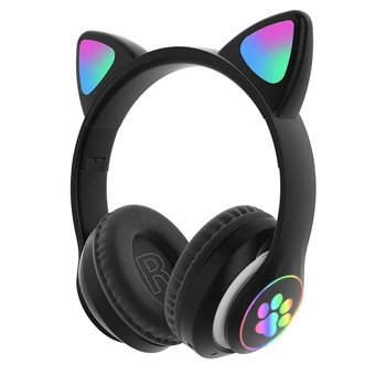 Magas Qulity RGB Macska Fejhallgató Bluetooth 5.0 Bass zajszűrő Gyerekek Lány Headset Támogatás TF Kártya Mikrofon Ajándék Zárójel