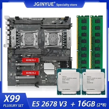 JGINYUE X99 Dual CPU, Alaplap 2*E5 2678 V3 PROCESSZOR 2*8 gb-os DDR4 ECC memória Támogatás Négy kis hízelgős LGA 2011-3 CPU X99-D8 Szerver
