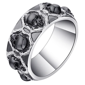 Hainon Koponya Gyűrű A Férfiak A Nők Fekete/Ezüst Színű Luxus Koponya Ujj Gyűrű Méret 4-13 Punk Lakodalom Engedély Gyűrűk