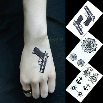 Vízálló Ideiglenes Tetoválás Matrica fegyvert nap virág kalóz szimbólum kis tatto flash tetoválás hamis tetoválás lány női férfi gyerek