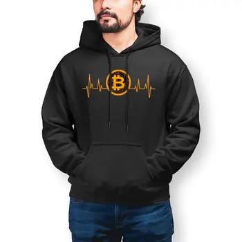 A Bitcoin Szívverés Kapucnis BTC Fizetőeszköz Elegáns Át Méret Pamut kapucnis felső Férfi ruházat Meleg Szabadtéri Kapucnis Pulóver