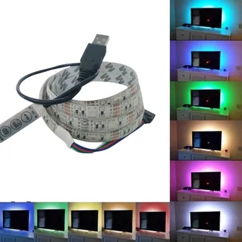 ÚJ LED Szalag Lámpa 5050 Fényes LED 1M USB Luces RGB DC 12V Rugalmas Lámpa DIY Szalag Dióda Tv Vissza Neon Lámpa Éjszakai Lámpa Dekoráció