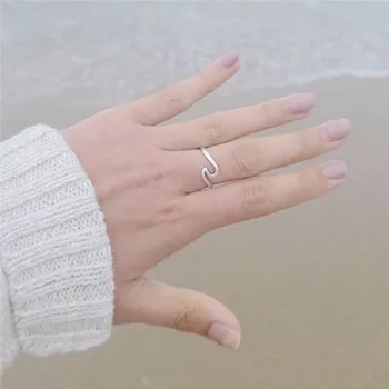 QIMING Nyári Beach Hullám Gyűrű, Arany divat Wire Wrap Surf Egyszerű, Kézzel készített Óceán Ujját Csülök Midi Gyűrűk Női Ékszerek