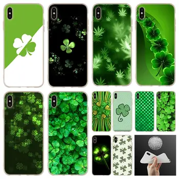 zöld Szerencsés Lóhere Puha Szilikon tok iPhone 13 12 11 Pro 7 8 6 6 Plusz XR XS Max Cover Mini SE 2020 Érdekesség Etuis