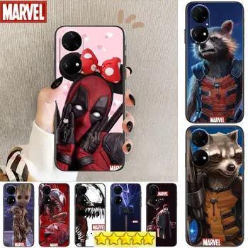 Marvel Deadpool Rocket Raccoon Telefon Esetében A Huawei p50 P40 p30 P20 10 9 8 Lite E Pro Plus Fekete Etui coque közelében Festmény Hoesjes co