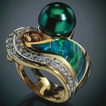 Tökéletes, Elegáns Nők Alufelni Szabálytalan Jade Gyűrű Gyémánt Dekoráció Alkalmi Fél Eljegyzés, Esküvő Geometriai Gyűrű Ékszer
