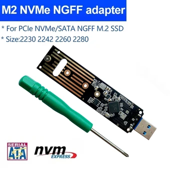 Kettős Jegyzőkönyv M2 NVMe SSD-Testület M. 2 USB 3.1 M. 2 NVME PCIe NGFF SATA SSD Adapter 2230 2242 2260 2280 NVME/SATA M. 2 SSD