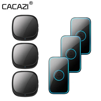 CACAZI USB-s Vezeték nélküli Csengő Vízálló 110db 60 Harangjáték 300M Hatótávolság Intelligens Ajtó Csengő 1 2 Gomb 3 4 5 Vevő 2021 Legújabb