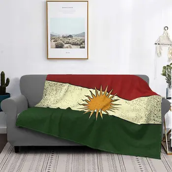 Kurdisztáni Zászló Flanel Takaró Tavaszi Őszi Népszerű Multifunkciós Meleg Dobja Takaró Ágynemű Utazási Paplan
