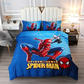 Népszerű Kék Spider-Man Gyermek Ágyneműgarnitúra Egyszemélyes Teljes Queen Size Rajzfilm Paplanhuzat Lepedő Pilowcases Ágynemű Szett