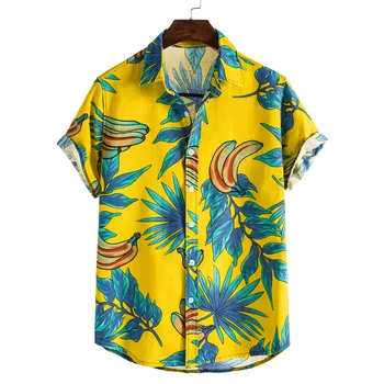 Új 3d-s nyomtatási Hawaii beach retro stílusú banán férfi ing, nyári divat rövid ujjú póló Harajuku alkalmi ing N01