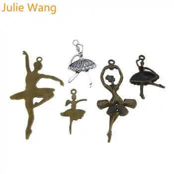 Julie Wang 5DB Alufelni Balett-Táncos Lány Varázsa Vegyes Színek Antik Ékszer Készítés Medál Megállapítások Varázsa Tartozék