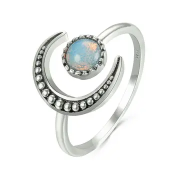 Divatos Egyszerű, Gyönyörű Intarziás Opál Hold Gyűrű Nyitó Állítható Hölgyek Esküvő, Eljegyzés, Női Ékszer Ajándék