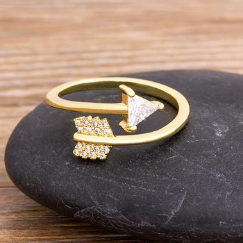 2020-Ra Az Új Design Nyíl Gyűrűk Nők Réz Cirkónia Ékszer, Arany Színű Bague Állítható Csülök Gyűrű A Legjobb Szülinapi Ajándékok