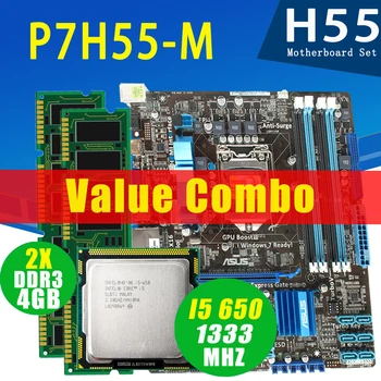 LGA 1156 Asus P7H55-M Alaplap Intel Corei5 650 2x4GB DDR3 Alaplap Meghatározott 3.2 GHz-es Asztali P55 Alaplap meghatározott uATX Használt