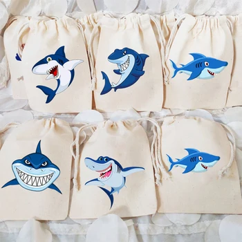 5db Cápa édesség ajándék táskák Nyári Beach Óceán, A Tenger Alatt Tengeri Állatok Téma Baba Zuhany Szülinapi Parti dekoráció, Kellékek