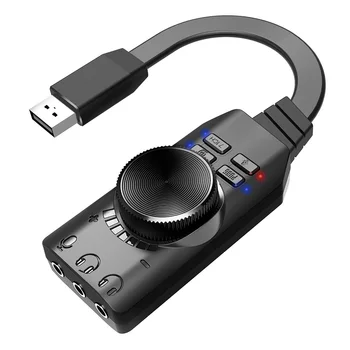 2021 Új Hang, Audio, Mikrofon Adapter GS3 7.1 Csatornás USB hangkártya Adapter Külső Hangerő Állítható Windows
