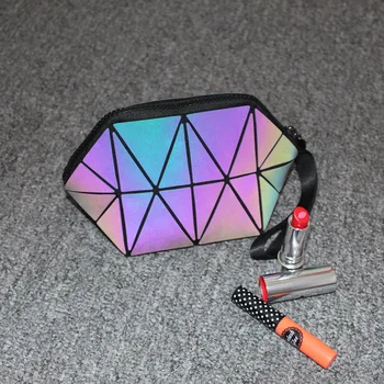 Forró-eladási fényt félkör kozmetikai táska Női Márka Új tok Geometriai noctilucent smink táska