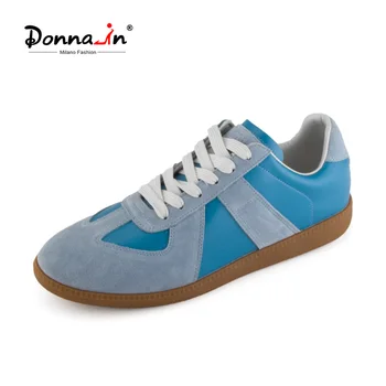 Donna-2021-ben Új, Kék Alkalmi Pár Cipőt Csipke Lapos Luxus Valódi Bőr Jogging, Női Cipő Plus Size 41-43 Kényelem
