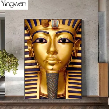 Arany Tutanhamon Wall Art 5D DIY Gyémánt Festmény Ősi Egyiptomi Fáraó Teljes Gyémánt-Mozaik Északi Falon Képek lakberendezés