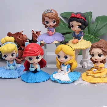 Disney Q Posket Sofia /Hó Fehér/Alice/Bell/Hableány játék Babák Aurore PVC Anime Babák Figurák Gyűjthető Modell