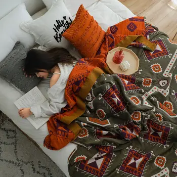 Északi pamut takaró dob Etnikai Nyáron klímaberendezés paplan bohém dekoráció elterjedt Szabadidős takaró az ágy puha kanapé, törölköző
