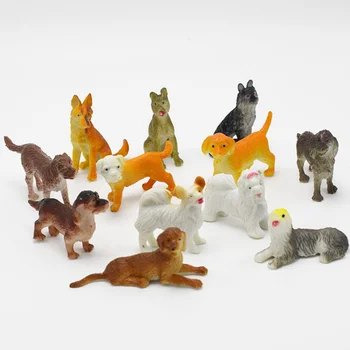 12 Db/sok Aranyos Mini Medium Modell Nagy Kutya, Kutya Állatok Asztali Díszek Ábra Játékok Gyerekeknek Ajándékokat