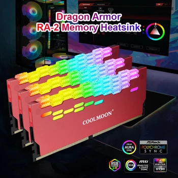 COOLMOON RA-2 RAM Memória Bank hűtőborda Hűvösebb ARGB Színes, Villogó Hő Gép PC Asztali Számítógép Tartozékok